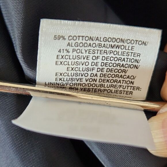 Jones New York Signature Navy White Stripe Double Breasted Cropped Blazer 12 - Picture 9 of 11